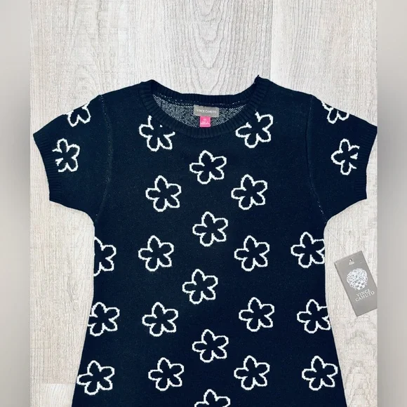 NWT Vince Camuto Black & White Floral Sweater Dress 6X - Picture 3 of 6